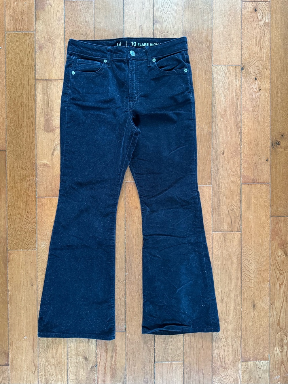GAP Black Flare Black Velvet High-Rise Jeans Size 10 Plus